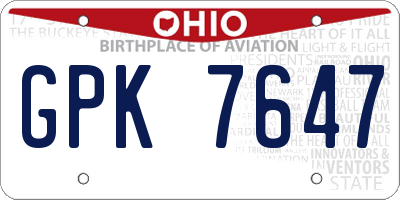 OH license plate GPK7647