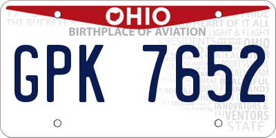OH license plate GPK7652