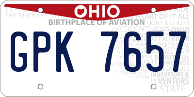 OH license plate GPK7657