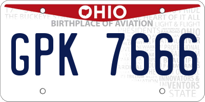 OH license plate GPK7666