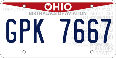 OH license plate GPK7667