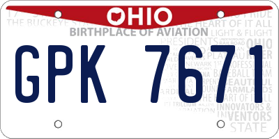 OH license plate GPK7671