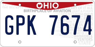 OH license plate GPK7674