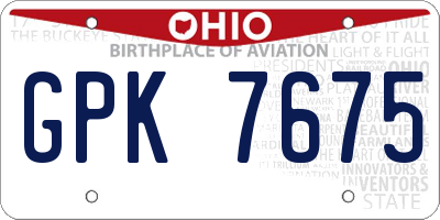 OH license plate GPK7675