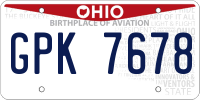 OH license plate GPK7678