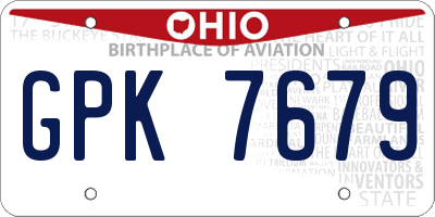 OH license plate GPK7679
