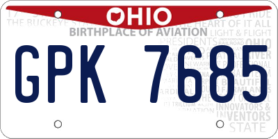 OH license plate GPK7685