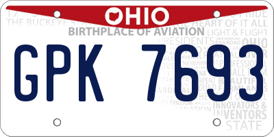 OH license plate GPK7693