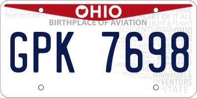 OH license plate GPK7698