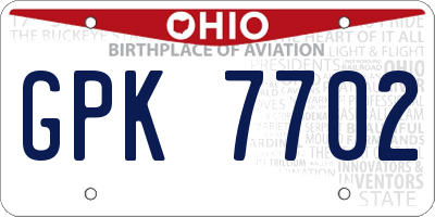 OH license plate GPK7702