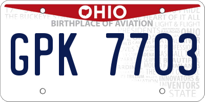 OH license plate GPK7703