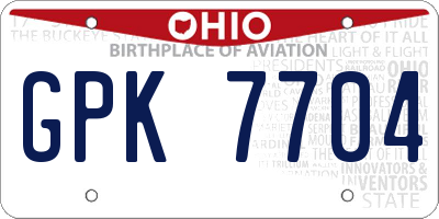OH license plate GPK7704