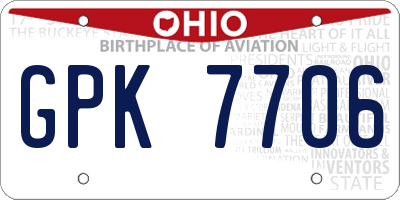 OH license plate GPK7706