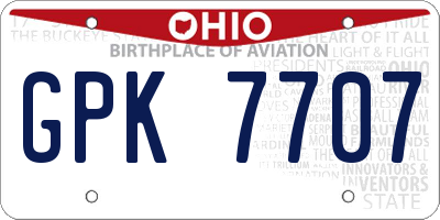OH license plate GPK7707