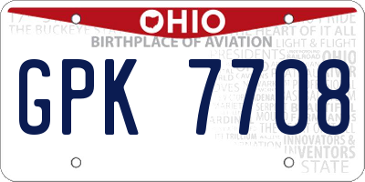 OH license plate GPK7708
