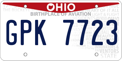 OH license plate GPK7723