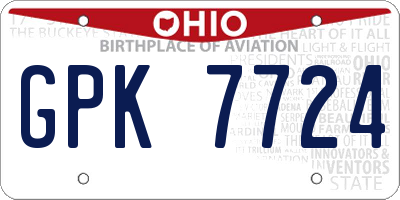 OH license plate GPK7724