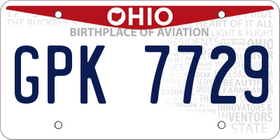 OH license plate GPK7729