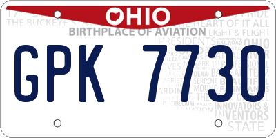 OH license plate GPK7730