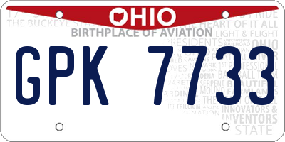 OH license plate GPK7733