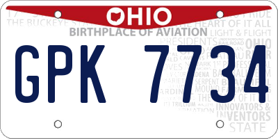 OH license plate GPK7734
