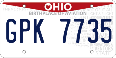 OH license plate GPK7735