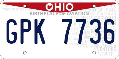 OH license plate GPK7736