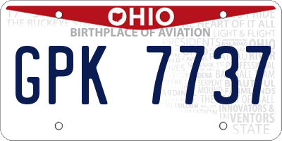 OH license plate GPK7737