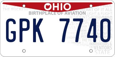 OH license plate GPK7740