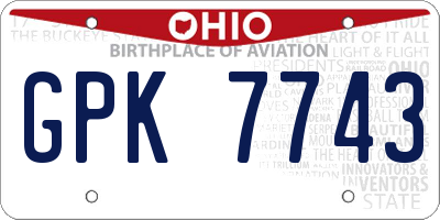 OH license plate GPK7743