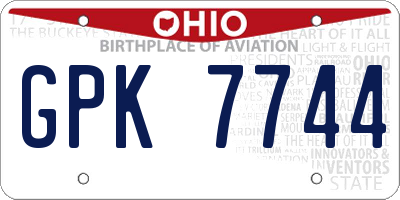 OH license plate GPK7744