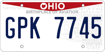 OH license plate GPK7745