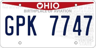 OH license plate GPK7747
