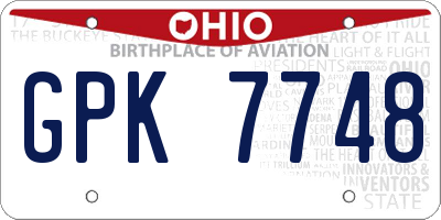 OH license plate GPK7748