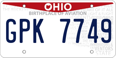 OH license plate GPK7749