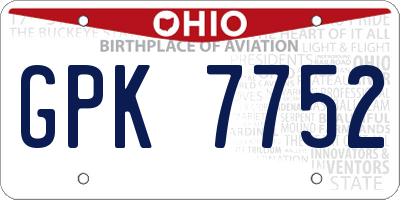 OH license plate GPK7752