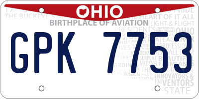 OH license plate GPK7753