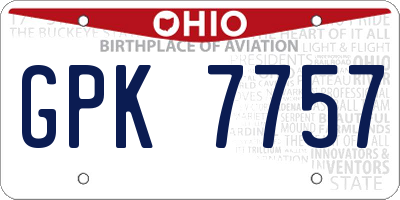 OH license plate GPK7757