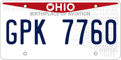 OH license plate GPK7760