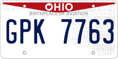 OH license plate GPK7763