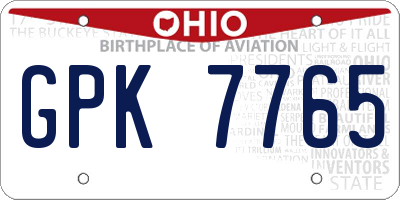 OH license plate GPK7765