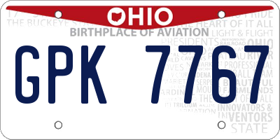 OH license plate GPK7767