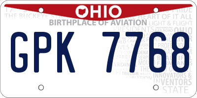 OH license plate GPK7768
