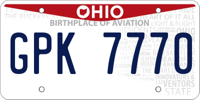 OH license plate GPK7770