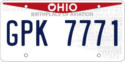 OH license plate GPK7771