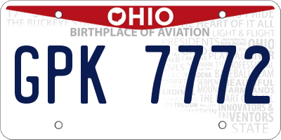OH license plate GPK7772