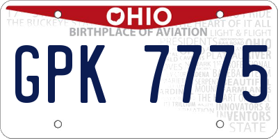 OH license plate GPK7775