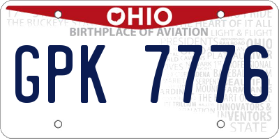 OH license plate GPK7776