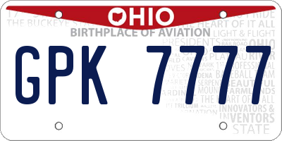OH license plate GPK7777