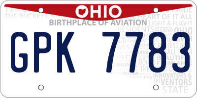 OH license plate GPK7783